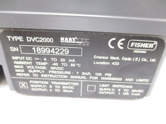 FISHER DVC-1734-133379 DVC2000 30VDC 4-20MA 100PSI NSMP