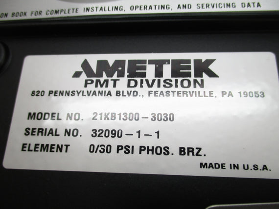 AMETEK 21KB1300-3030 0/30PSI NSNP