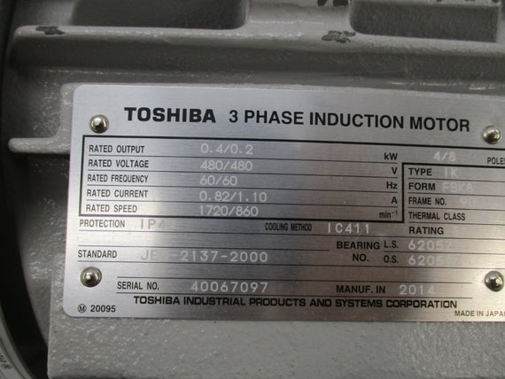 TOSHIBA JEC-2137-2000 480V 0.82/1.1A (AS PICTURED) NSNP