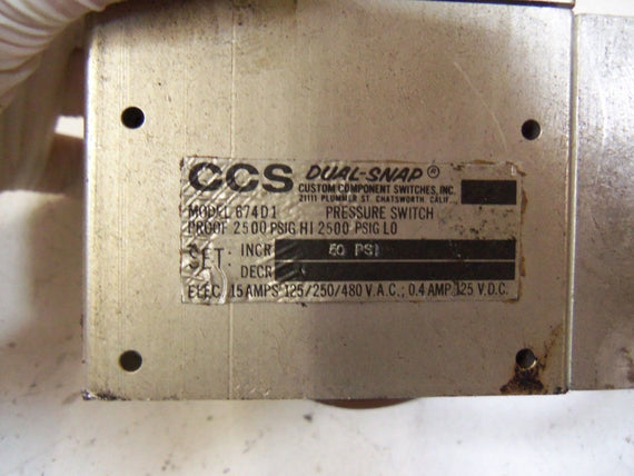 CUSTOM CONTROL SENSORS, INC. 674D1 *USED*