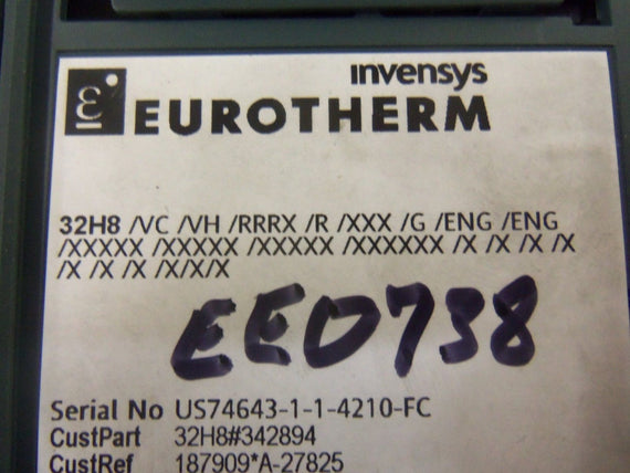 EUROTHERM 32H8/VC/VH/RRRX/R/XXX/G/ENG/ENG/XXXXX/XXXXX/XXXXX/EE0738/X/X/X/X/X/X/