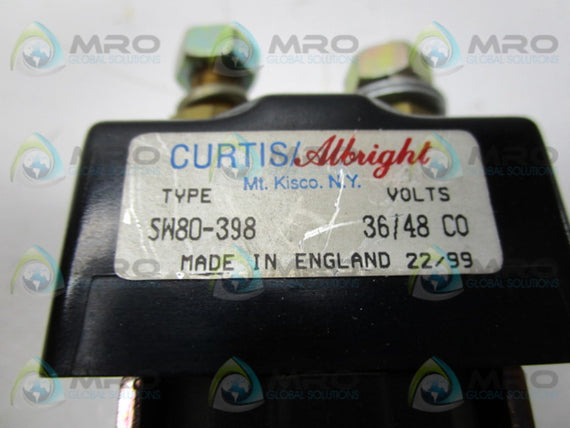 CURTIS/ALBRIGHT TYPE SW80-398 VOLT COIL CONTACTOR * USED *