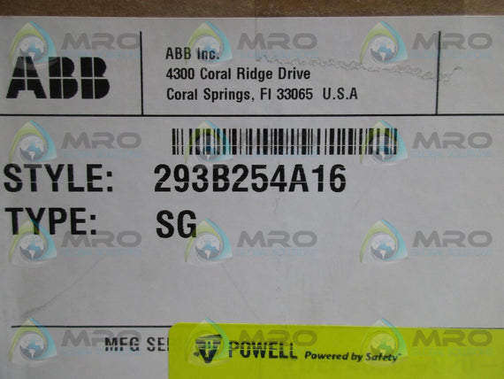 ABB SG 293B254A16 AUXILIARY RELAY 115V * NEW IN BOX *