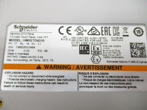 SCHNEIDER ELECTRIC HMIGTO4310 24VDC 0.5A (AS PICTURED) NSNP