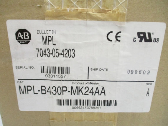 ALLEN BRADLEY MPL-B430P-MK24AA SER. A 24VDC 9.2A NSMP