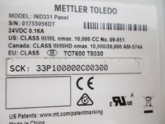 METTLER TOLEDO IND331 24VDC 0.16A NSMP