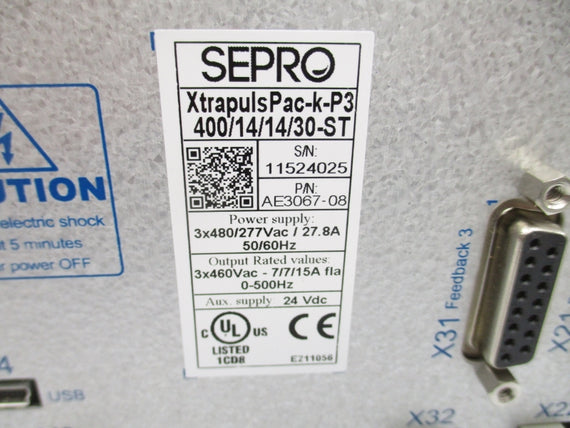 SEPRO XTRAPULSPAC-K-P3-400/14/14/30-ST AE3067-08 277/480VAC 27.8A NSNP