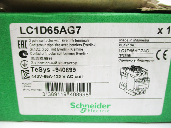 SCHNEIDER ELECTRIC LC1D65AG7 120VAC 55A 75°C NSMP