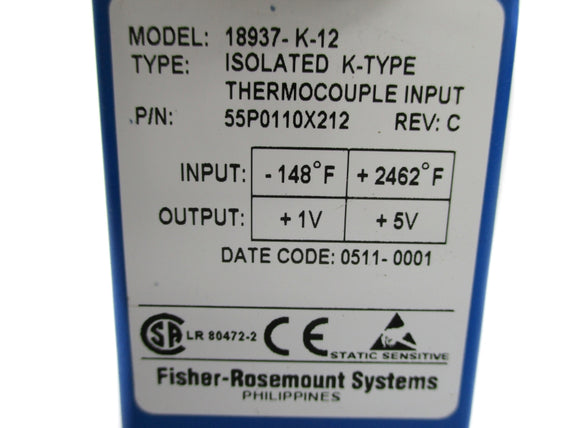 FISHER ROSEMOUNT 55P0110X212 18937-K-12 -148-2462'F NUPI