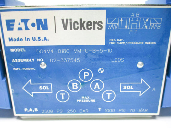 EATON VICKERS DG4V4018CVMUB510 02-337545 2500PSI 110/120V NSNP