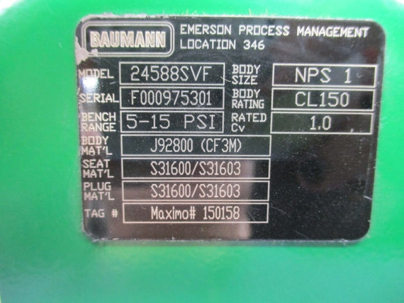 BAUMANN 24588SVF 5-15PSI 1" NSNP