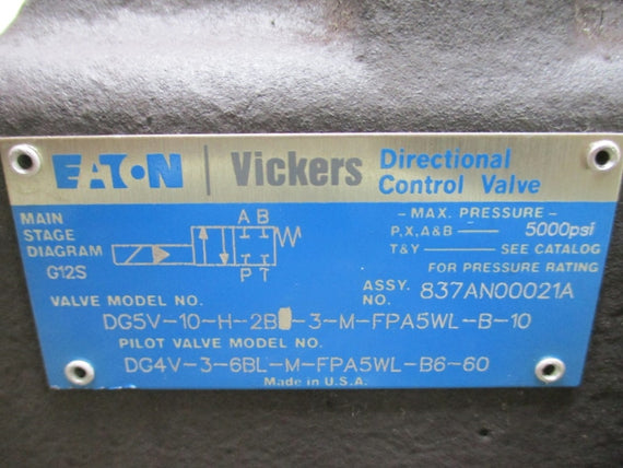 EATON VICKERS DG5V-10-H-2B-3-M-FPA5WL-B-10 837AN00021A 110/120V 5000PSI NSNP