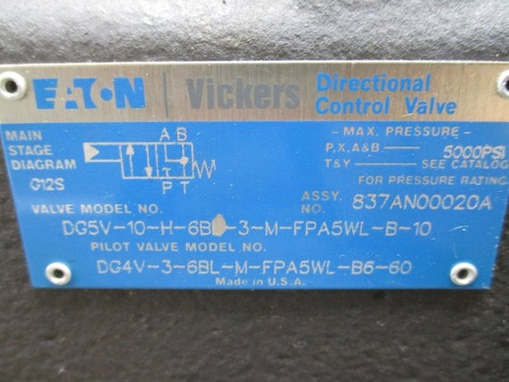 EATON VICKERS DG5V-10-H-6B-3-M-FPA5WL-B-10 837AN00020A 110/120V 5000PSI NSNP