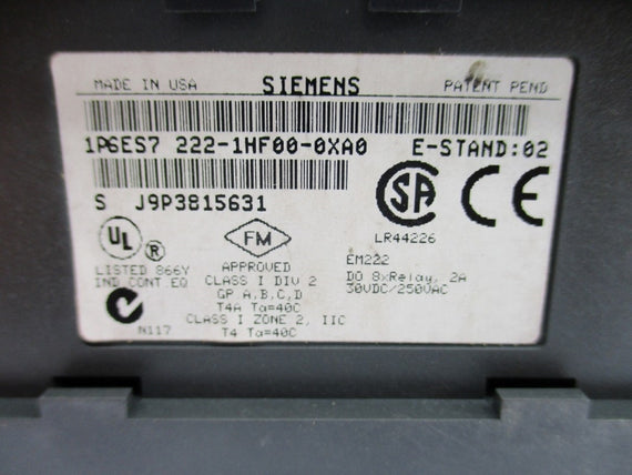 SIEMENS 6ES7222-1HF00-0XA0 250VAC 2A NUPI