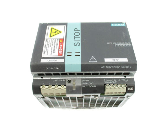 SIEMENS 6EP1336-3BA00-8AA0 120-230VAC 7.7/3.5A NUPI