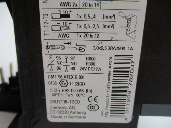 SIEMENS 3RU2116-1BC0 24VDC 1.4-2A NUPI