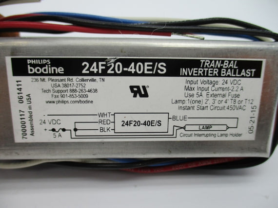 PHILIPS BODINE 24F20-40E/S 24VDC 5A NSNP