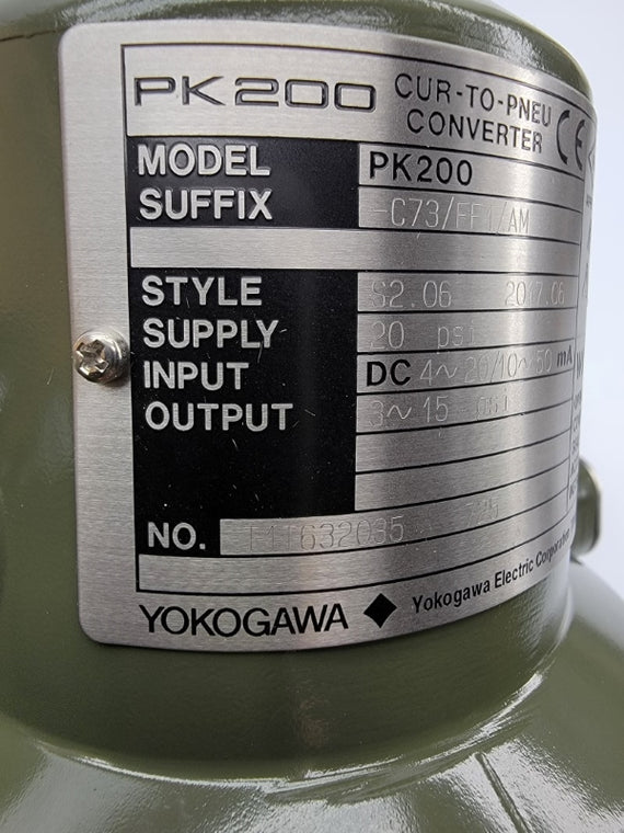 YOKOGAWA PK200-C73/FF1/AM 4-20VDC 20PSI NSMP