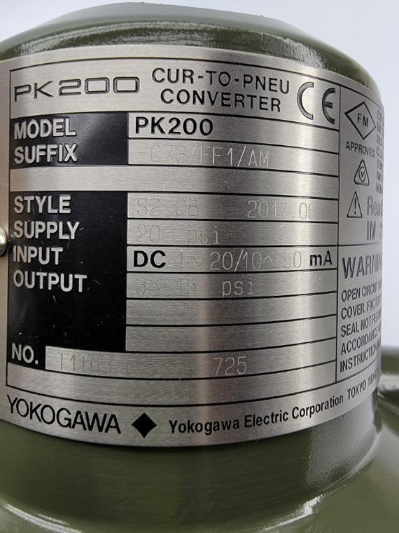 YOKOGAWA PK200-C73/FF1/AM 4-20VDC 20PSI NSMP