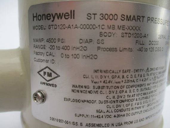 HONEYWELL STD120-A1A-00000-1C,MB,ME-XXXX 4500PSI -40-125'C NSNP