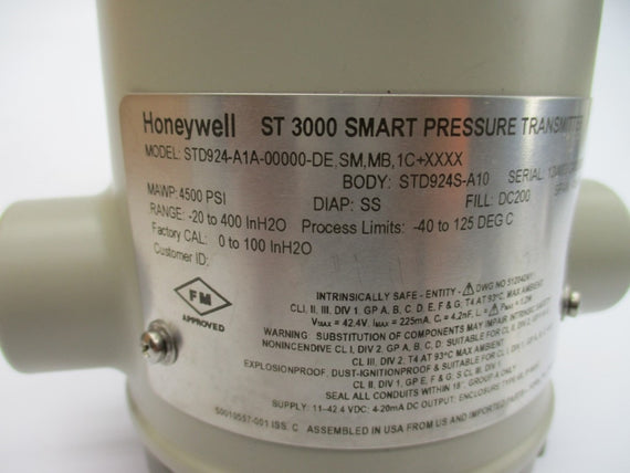 HONEYWELL STD924-A1A-00000-DE,SM,MB,1C+XXXX 4500PSI -40-125'C NSMP