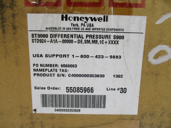 HONEYWELL STD924-A1A-00000-DE,SM,MB,1C+XXXX 4500PSI -40-125'C NSMP