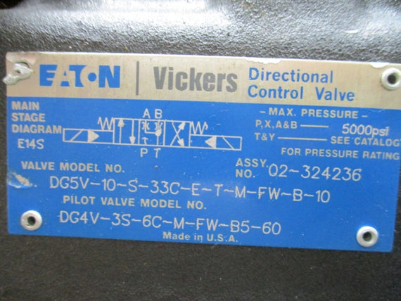 EATON VICKERS DG5V-10-S-33C-E-T-M-FW-B-10 02-324236 110/120V .46/.48A 5000PSI NSNP