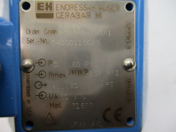 ENDRESS+HAUSER PMP48-PC23M6H1BGA1 30VDC 0-60PSI NSMP