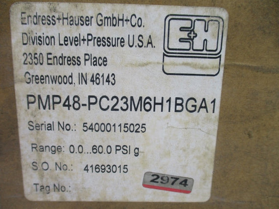 ENDRESS+HAUSER PMP48-PC23M6H1BGA1 30VDC 0-60PSI NSMP