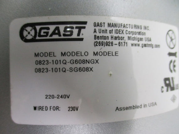 GAST 0823-101Q-G608NGX W/ MARATHON ELECTRIC 5KC49RN0666X 100-115/208-230V 9.20/4.80A NSNP