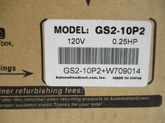 AUTOMATION DIRECT GS2-10P2 100-120V 6.0A NSMP