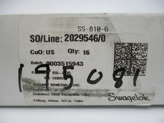 SWAGELOK SS-810-6 (PKG OF 16) NSMP