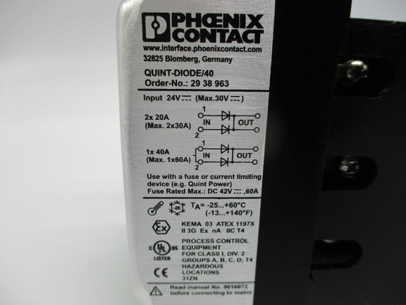 PHOENIX CONTACT QUINT-DIODE/40 2938963 24V 40A NSNP