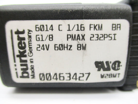 BURKERT 6014-C-1/16-FKM-BR 24V 232PSI NSNP