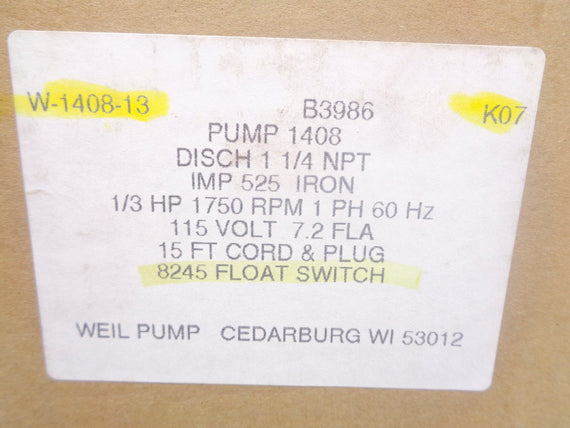 WEIL PUMP W-1408-13 NSMP