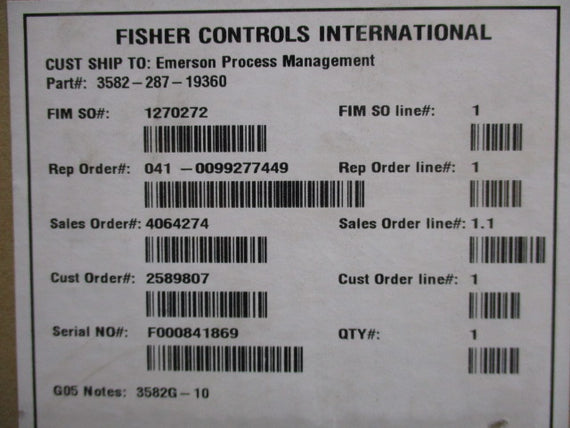 FISHER 3582-287-19360 TRANSMITTER 30 PSI * NEW IN BOX *