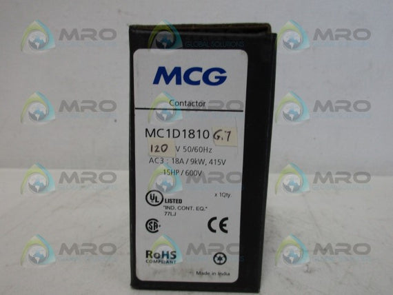 MCG MC1D1810 CONTACTOR 120V *NEW IN BOX*