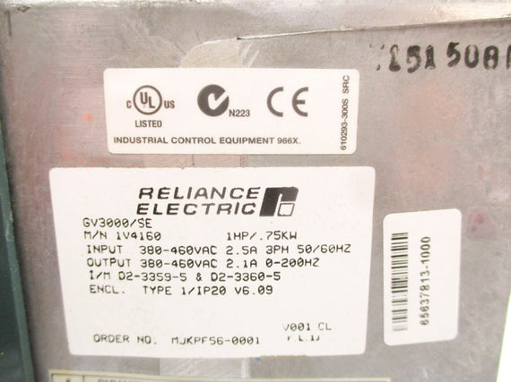 RELIANCE ELECTRIC 1V4160 GV3000/SE 460VAC 2.5A REMAN