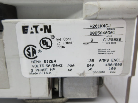 EATON V201K4CJ 9085A40G01 110/120V 135A NSNP