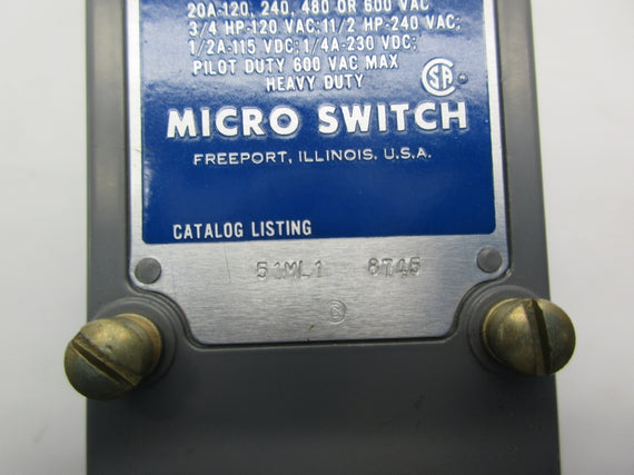 MICRO SWITCH 51ML1 600VAC 20A NSNP