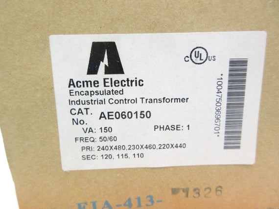 ACME ELECTRIC AE060150 480V 150VA NSMP