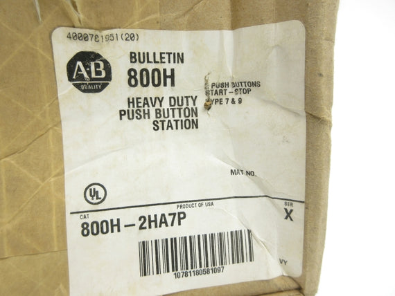 ALLEN BRADLEY 800H-2HA7P SER. X (BR/WH) NSMP