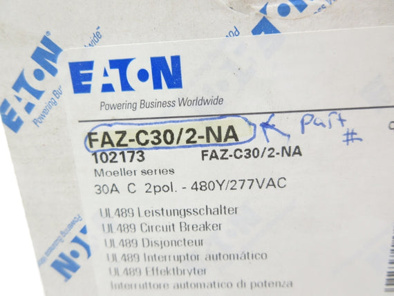 EATON FAZ-C30/2-NA 277V 30A NSMP