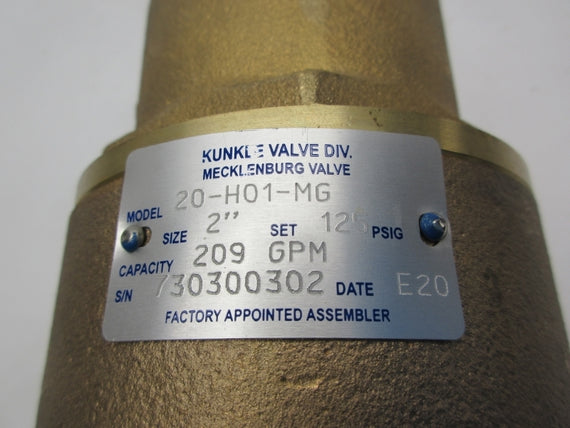 KUNKLE VALVE 20-H01-MG125 125PSI 2" NSNP