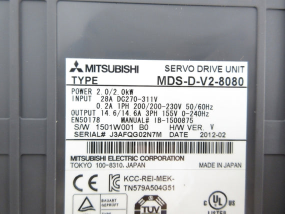 MITSUBISHI MDS-D-V2-8080 270-311VDC 28A (AS PICTURED) UNMP