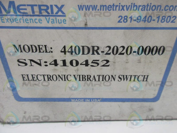 METRIX 440DR-2020-0000 ELECTRONIC VIBRATION SWITCH * NEW IN BOX *