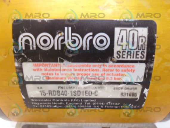 NORBRO 40R SERIES 15-RDB40-1SD1E0-C PNEUMATIC ACTUATOR (AS PICTURED) * USED *