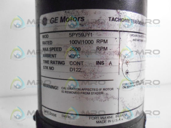 GENERAL ELECTRIC 5PY59JY1 TACHOMETER GENERATOR * USED *