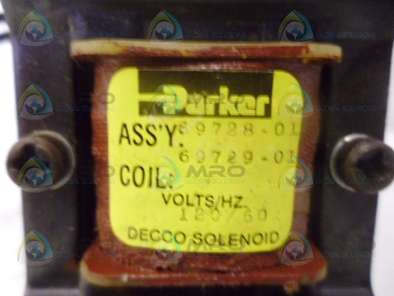 PARKER 69728-01 SOLENOID COIL 120V *USED*