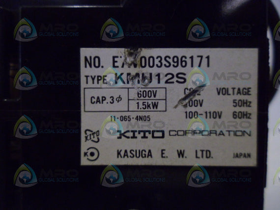 KITO CORP KMU12S CONTACTOR *NEW NO BOX*